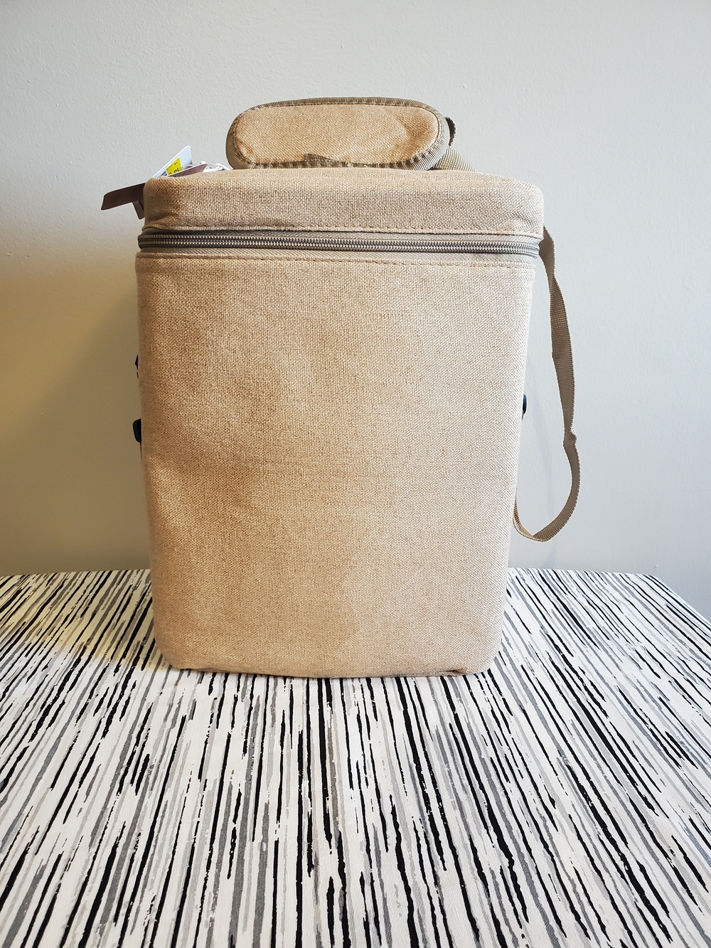Canvas Insulated Cooler Bag with Detachable 4 Bottle Wine Divider